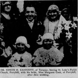 Dr Edwin H Eastcott, of Torquay, leaving St. Luke's Parish Church, Ferryhill, with his bride, Miss Margaret Cook, of Ferryhill, after their wedding.